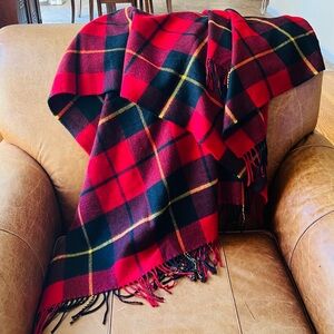 Jack Spade Red and Black Plaid lambswool throw blanket